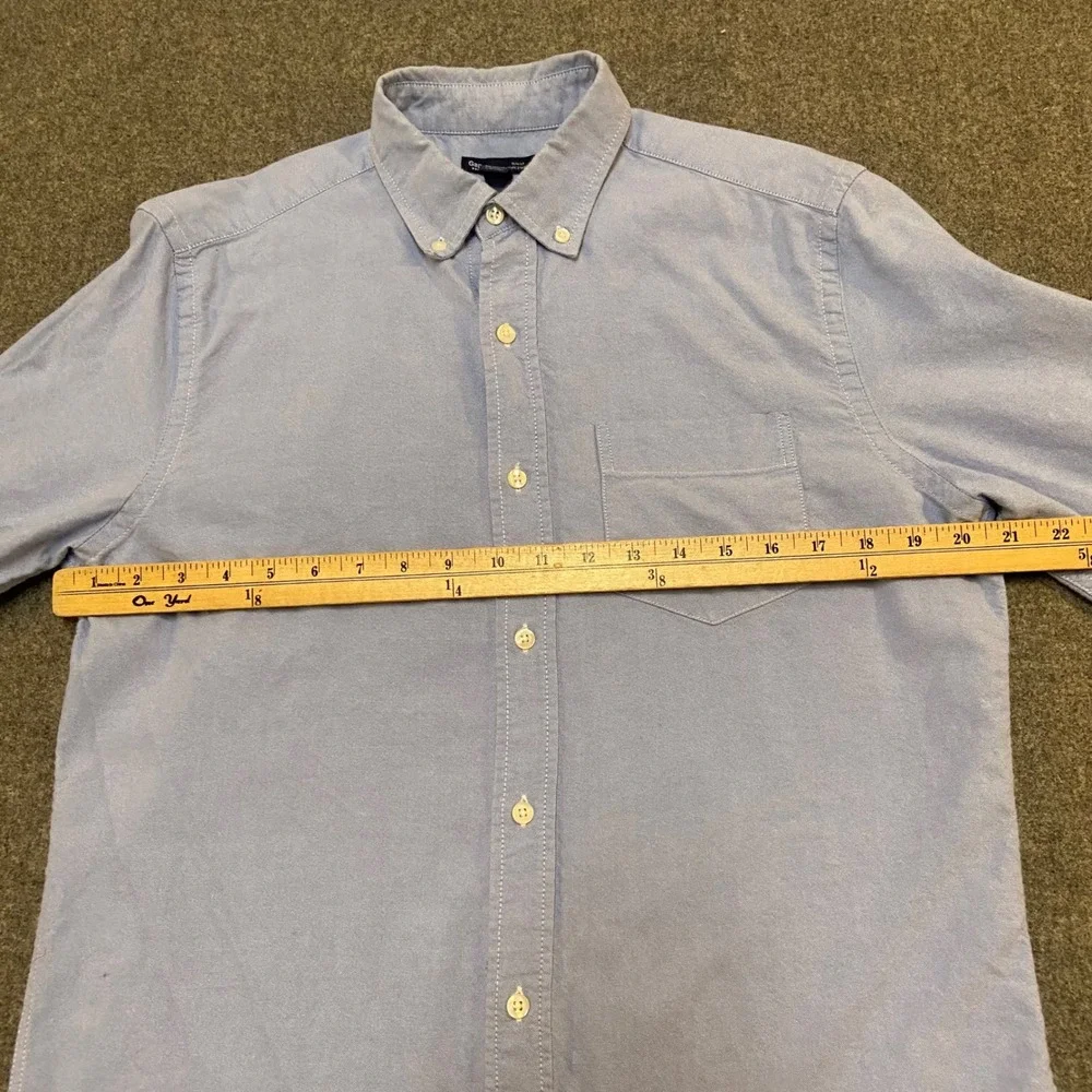 Gap Oxford Shirt Boys Medium Blue Chambray Slim Fit Long Sleeve Button Down